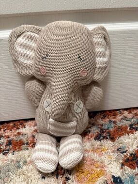 Living Textiles Theodore Elephant Knitted Plush Baby Toy 14”